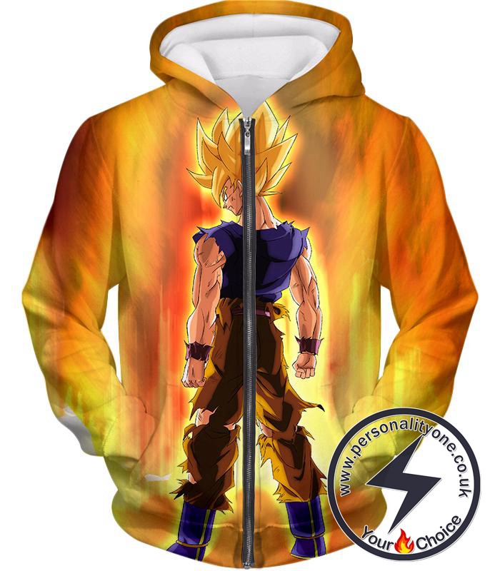 Dragon Ball Super Coolest Goku Super Saiyan 2 Awesome Action Promo Zip Up Hoodie